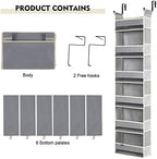 2 Pack Over The Door Hanging Organizer 6-Shelves and 12 Side Pockets, Over The Door Storage for Bathroom and Bedroom, Back of Door Organizers for Baby Products and Kid's Toys(13"x5"x54" Grey) - Image 7
