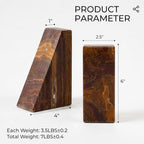 Koville Onyx Bookends for Shelves, Large Marble Bookends for Heavy Books, Non-Slip Heavy Duty Book Stopper for CD/Movies, Aesthetic Decorative Book Ends for Bookshelf Table Home Decor - Image 2