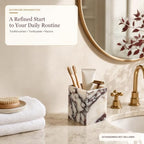 Real Marble Toothbrush Holder, Calacatta Viola Marble Bathroom Organizer - Image 4