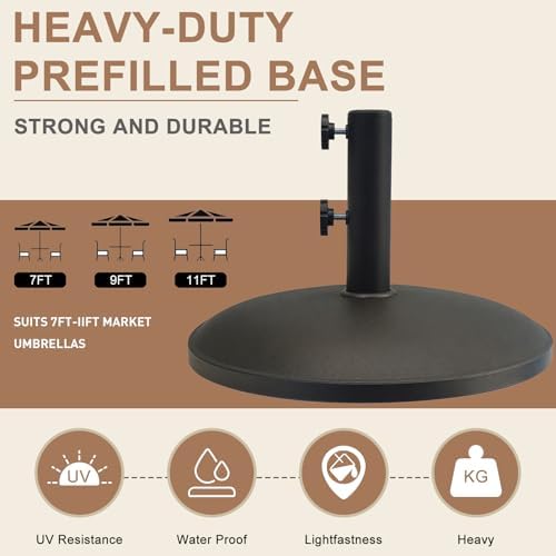 T&Jero 33 lb Round Heavy Duty Prefilled Patio Outdoor Market Umbrella Base Stand Weight for Outdoor, Black - Image 4