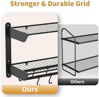 Taozun Pot Rack Wall Mounted 30 Inch, 2-Tier Heavy Duty Pot and Pan Hanging with 12 Anti-Drop Hooks, Kitchen Cookware & Utensils Storage Hanger - Image 3