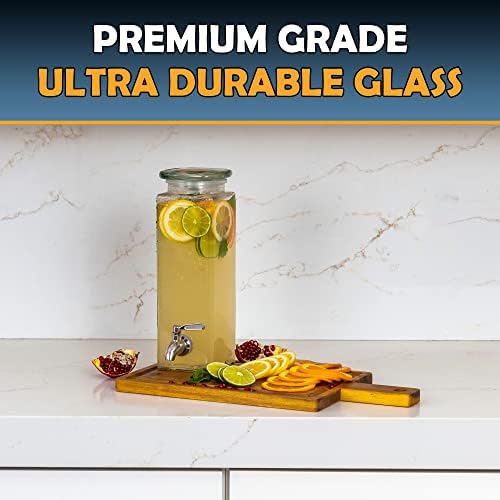 Square Glass Drink Dispenser for Parties - Stainless Steel Spigot + Marker & Label - 100% Leakproof Beverage Dispenser - Liquid Laundry Detergent Dispenser, Water Dispenser, Decorative Pitchers 80oz. - Image 4