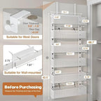 Over The Door Organizer, 6-Tier Heavy-Duty Metal Mesh Rack, Adjustable Large Baskets, 2-in-1 Hanging or Wall Mount Spice Rack, Behind The Door Organizer for Bedroom Closet Bathroom Pantry Kitchen - Image 2