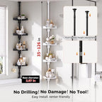360°Rotating Corner Shower Caddy Organizer Tension Pole,White - Image 2