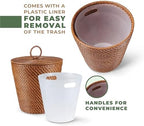 84ECO 3 Gallon Rattan Trash Can with Lid and Liner - Wicker Trash Can for Bathroom, Bedroom, Kitchen, Living Room - Image 2
