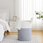 VIPOSCO 100L Extra Large Woven Laundry Basket Hamper, Grey White - Image 4