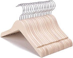 Nature Smile 20 Pack Unfinished/Natural Kids Baby Children Toddler Wooden Shirt Dress Coat Hangers with No Painting - 360°Stronger Anti-Rust Chrome Swivel Hook - Extra Smoothly Cut Notches by NatureSmile