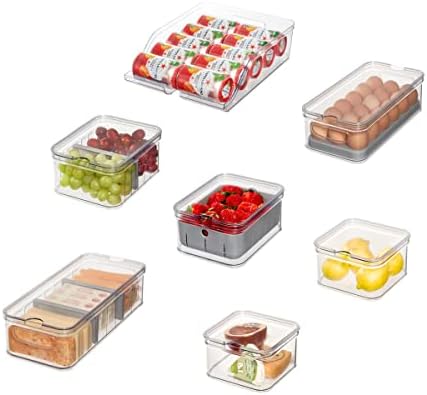 iDesign Crisp 7-Piece Recycled Plastic Refrigerator Organizer Bin Set by iDesign