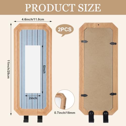 Marsui 2 Set Solid Oak Photobooth Strip Frame with Key Hooks Wall-mounted Photo Frame Fits 2 x 6 Inch Photo Strips, for Home Wall Wedding Graduation Decor - Image 2