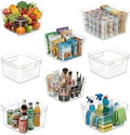 MOONEDGE 8-Pack 10x10x6 Clear Plastic Cube Storage Bins with Handles by MOONEDGE