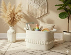 TeoKJ White Cotton Rope Baskets for Storage, Set of 3 Woven Clothes Basket for Organizing and Storage, Blanket Basket for Living Room Laundry Bathroom Shelves - Image 5