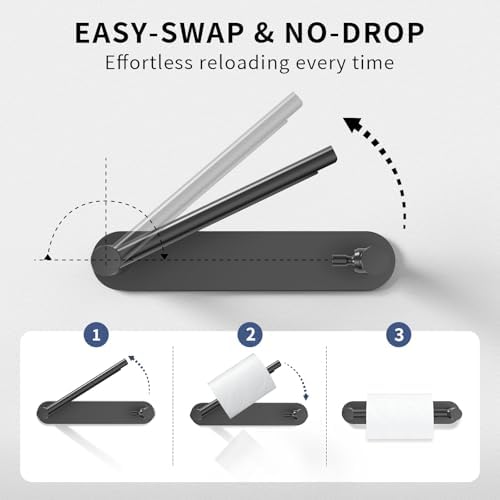 Adhesive Toilet Paper Holder, Self Adhesive Double Post Pivoting Toilet Tissue Holder, Stick on No Drilling Toilet Paper roll Holder for Bathroom, Stainless Steel and Zinc Alloy, Matte Black, 2Pack - Image 3