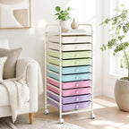 COSTWAY 10-Drawer Rolling Storage Cart, Ice Cream Colorful - Image 7