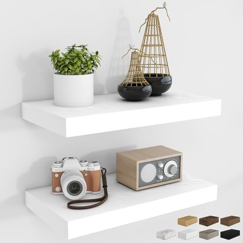 RICHFOCUS Bathroom Floating Shelves for Wall 2Pack|White|16" L by RICHFOCUS