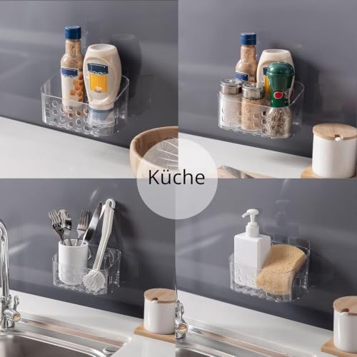 Ettori Shower Caddy, No Drilling Wall Mounted Bathroom Shelf Organizer (Transparent) - Image 5