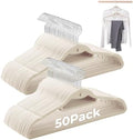 Ivory Velvet Hangers, Stackable Hanger with Non Slip Felt Fabric by Limogoo