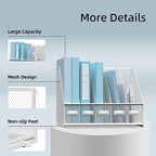 SUPEASY Desk Organizers Metal Desk Magazine File Holder with 5 Vertical Compartments Rack File Organizer for Office Desktop, Classroom, Home Workspace, White - Image 5