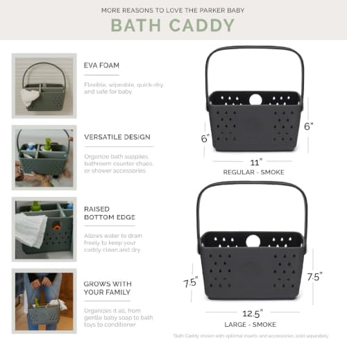 Parker Baby Co. Quick-Dry Bath Caddy Organizer with Handle - Smoke, Regular - Image 4