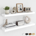 Dreamland 30Inch Floating Shelves for Wall, Rustic Wooden White Floating Shelves for Bathroom|Bedroom|Kitchen, Deep Wall Mounted Book Shelf, Wood Storage Display Shelf for Home Decor, Set of 2 by Dreamland