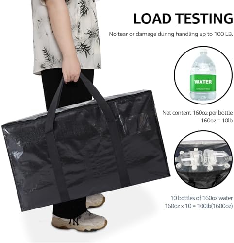 Moving Bags Heavy Duty Extra Large, Moving Boxes, Moving Supplies Essentials, Blue Storage Bins with Lids, Plastic Packing Totes, Storage Bags for Clothes with Handles & Zippers(Black, 8 Pack) - Image 6