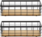 2 Pack Small Wire Baskets, Narrow Rustic Storage Bin for Bathroom Counter, Farmhouse RectangleOrganizer Tray for Kitchen Countertop, Pantry, RV, Office Decorative by Unknown