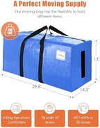 SWEET DOLPHIN 8 Pack 200LB Heavy-Duty Moving Bags with Wrap-Around Handles, Extra Large Storage Totes for Space Saving, Clothes Storage Bags, College Dorm Essentials, Multicolor, 24 Gal - Image 4