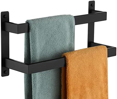 KOKOSIRI Towel Bars Black Bath Towel Holders 16 Inches Bathroom 2-Tiers Ladder Towel Rails Wall Mounted Towels Shelves Rack Stainless Steel, B5008BK-L16 by KOKOSIRI