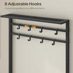YATINEY 5-in-1 Hall Tree with Drawers, Entryway Bench with 8 Adjustable Coat Rack and Shoe Storage, Industrial Coat Rack with Bench for Entryway and Front Door, Rustic Brown and Black MT06BR - Image 4