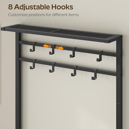 YATINEY 5-in-1 Hall Tree with Drawers, Entryway Bench with 8 Adjustable Coat Rack and Shoe Storage, Industrial Coat Rack with Bench for Entryway and Front Door, Rustic Brown and Black MT06BR - Image 4