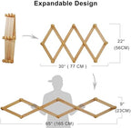 Dseap Expandable Coat Rack (Larger Version) - 24” High, Anti-Slip, Ultra Heavy Duty Wooden Accordian Wall Hanger with 10 Study Peg Hooks for Clothing Hats Jackets Bags, Black/Natural - Image 3
