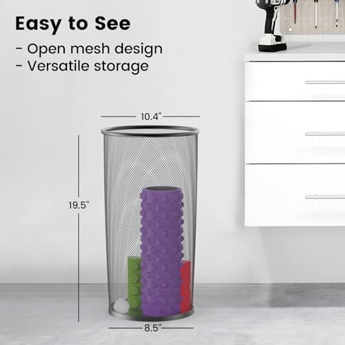 19.5" H Mesh Umbrella Stand - Ventilated Mesh Umbrella Holder for Entryway - Extra Capacity Storage for Umbrellas Canes & More - Freestanding Indoor Organizer 10.4" L x 10.4" W x 19.5" H - 2P Black - Image 6