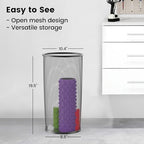 19.5" H Mesh Umbrella Stand - Ventilated Mesh Umbrella Holder for Entryway - Extra Capacity Storage for Umbrellas Canes & More - Freestanding Indoor Organizer 10.4" L x 10.4" W x 19.5" H - 2P Black - Image 6