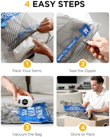 Vacuum Storage Bags, Vacuum Seal Bags for Clothing, Travel Vacuum Bags with Electric Pump, Space Saver Bags for Travel, Reusable Compression Bags, 15-Combo Set - Image 4