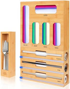 Bamboo Ziplock Bag Organizer for Kitchen Drawer & Wall Mount, Food Storage Baggie Holder, Fits Gallon Quart Sandwich Snack Freezer & Slider Bags, No Assembly, 9 in 1,Natural Color by BOHOMDEC