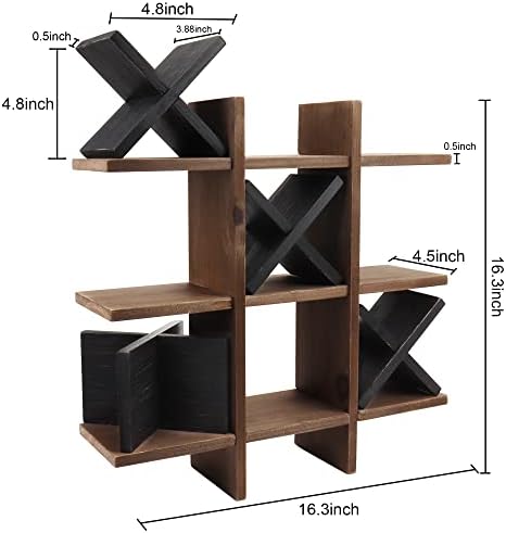 GENMOUS Handmade Tic Tac Toe Toilet Paper Holder Stand with 4pcs Wooden X, Funny Wall Mounted Toilet Papers Storage with Shelf, Farmhouse Paper Roll Storage for Guest Bathroom or Toilet Décor - Image 5