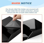 Feifeiya 2 Pcs Black Acrylic File Holder Wall Mount, 12.6"x9.5"x2.4" - Image 4