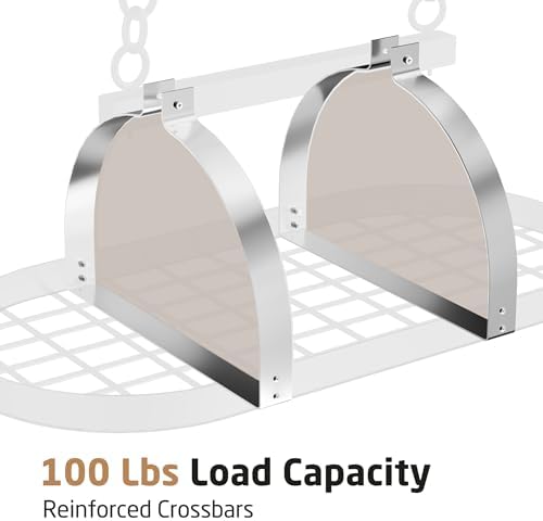 KES 34 Inch Heavy Duty Chrome Hanging Pot Rack Ceiling Mount, Oval Pot and Pan Hanging Rack, Pan Hanger for Kitchen Storage Organizer with 20 S Hooks (For 16" and 24" Ceiling Joist), KUR221S85-CH - Image 6