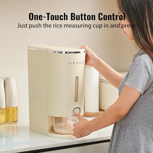UFORU Rice Dispenser 23-25 LB,Airtight Rice Storage Container,Measuring Cup - Image 6