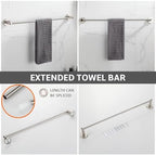 BGL Bathroom Accessory Set Brushed Nickel 4-Pieces Bathroom Towel Rack 24 Inches Adjustable Bathroom Hardware Set (Pack of 2) - Image 2