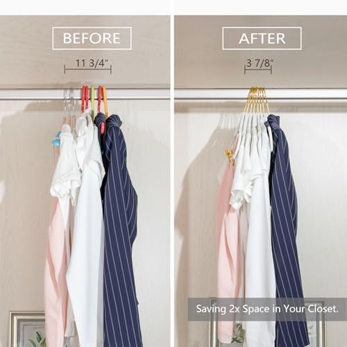 MIZGI Premium Velvet Pants Hangers with Adjustable Clips (Pack of 20) Slim Skirt Hangers- Non Slip Felt Outfit Dress Hangers White - Gold Hooks,Space Saving Shirt Clothes Hangers - Image 6