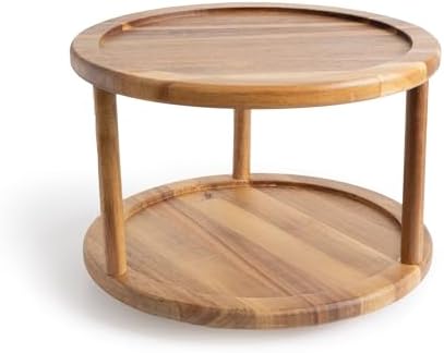 Smart Design 2-Tier Acacia Turntable Lazy Susan by PROMART