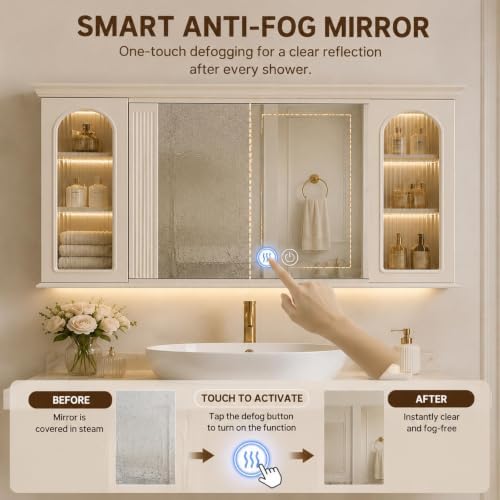 60 IN Freestanding Single Sink Bathroom Vanity Set with LED Mirror Cabinet - Image 4