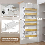 6 Tier Over the Door Pantry Organizer with Adjustable Wooden Baskets, Heavy Duty 2 in 1 Wall Mounted & Hanging Spice Rack for Kitchen, Cabinet and Closet Organization - Image 2