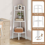 Hoctieon Corner Shelf, 3-Tier 40" Tall Corner Bookshelf, Rustic Ladder Shelf, Industrial Display Stand for Living Room, Kitchen, Home Office, Balcony, Small Space, Metal Frame, White - Image 4