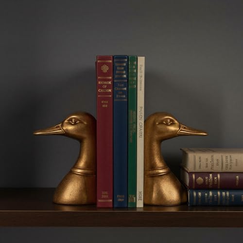 Creative Co-Op Decorative Distressed Cast Iron Duck Head Bookends, Gold - Image 6