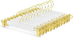 Amber Home 24 Pack White Wooden Pant Skirt Hangers with Gold Hook by AmberHome