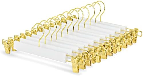 Amber Home 24 Pack White Wooden Pant Skirt Hangers with Gold Hook by AmberHome