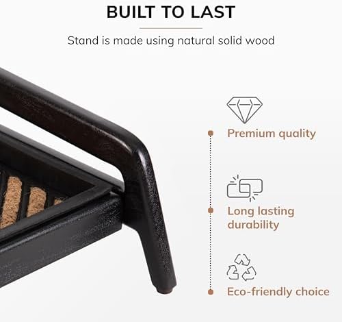 Anji Mountain Heavy Duty Waterproof Wooden Shoe Storage Mat Organizer/Boot Storage Tray Multi Use for Entryway with Coir, Tan and Black Diamond Insert, 1 Tier, Fits 3 Pair (36.5" Wide) - Image 3