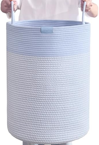 Blue Hamper Tall Woven Laundry Basket 80L Large by MOJOSCEND
