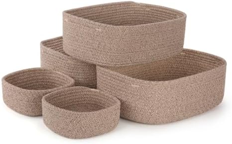 Storage Baskets for Shelves, 5 Pack, 2 Sizes Organizer Bins by Unknown